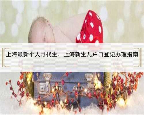 上海最新个人寻代生，上海新生儿户口登记办理指南