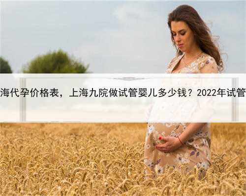 供卵上海代孕价格表，上海九院做试管婴儿多少钱？2022年试管价格表